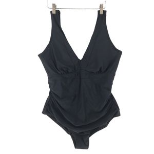 Old Navy NWT Plunging Neckline 1 pc Bathing Suit 2X Black Boning Support